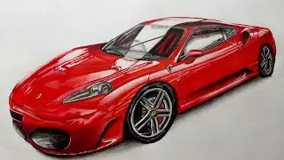 Realistic Ferrari car drawing
