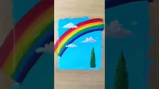 Rainbow Sky & Clouds Painting🌈 #shorts