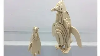 3D Woodcraft Construction Kit DIY, How to Assembly the 3D Wooden Puzzle Penguin