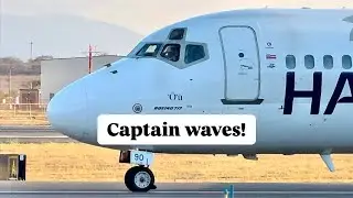 Captain waves at the camera! - Hawaiian 717 (N490HA) | Kahului Airport, Maui (OGG/PHOG)