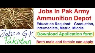 Jobs In Pak Army Ammunition Depot | Download application form