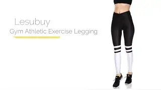 Lesubuy V Wide Waistband Full Length High Waisted Exercise Leggings