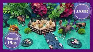 ASMR Alpacas and Horses Sound Play Mini Diorama #asmr #Sounds #animals #alpacas