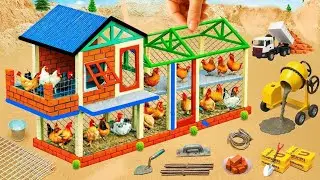 DIY Tractor Science Project Builds a Mini Brick and Cement Cow Shed with a Modern Water System🚜