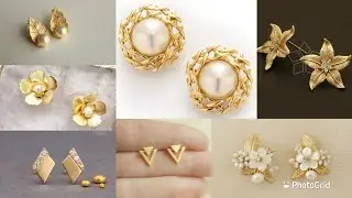 Stud gold earrings designs||gold earrings stud designs ideas||latest light weight gold stud