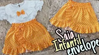 Passo a passo _SAIA INFANTIL ENVELOPE COM EL&Aacute;STICO NA CINTURA PARA INICIANTES (MODELAGEM) #costura
