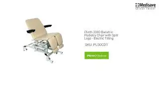 Plinth 2000 Bariatric Podiatry Chair with Split Legs Electric Tilting PL50CDT