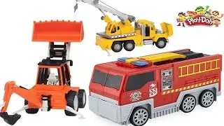 TRUCKS, TRUCKS! PLAY DOH, CONSTRUCTION TOYS, CRANE TRUCK, GARBAGE TRUCK, CEMENT TRUCK, TOW TRUCK TOY