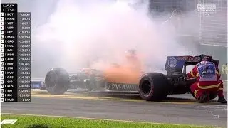F1 car on FIRE in dramatic scenes at Australian Grand Prix