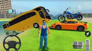 Bus, Police Car bike Driving in Open World Game - Go to Town 6 - Android Gameplay