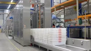 UNIKON Industrial Washers - Modular UN with de-stacker, label remover, spin dryer and stacker