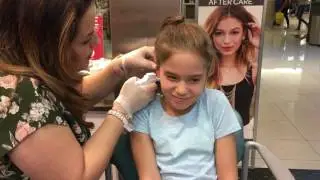 Getting my 3rd ear piercing done, 10 years old, silly Kiki, Kiki