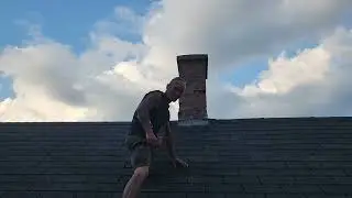 trying the pitch hopper on an old 12/12 roof