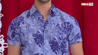 Cubavera Short Sleeve Palm Printed Shirt Faded Denim CUWS7009DS