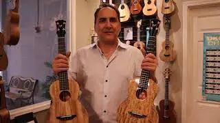 The Rebel Double Cr&egrave;me Solid Mango Tenor Ukulele with Gloss Finish and Satin Finish Comparison