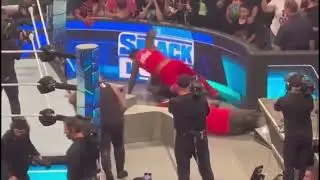 Roman Reigns makes his entrance to Tribal Court during WWE Smackdown MSG