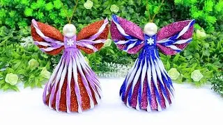 DIY Christmas Angels Ornaments😇Fabulous Glitter Foam Angel Making🎄Christmas Tree Decorations