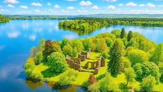 DJI Mini 4 pro Drone Shot of the lake of Menteith & Inchmahome Island