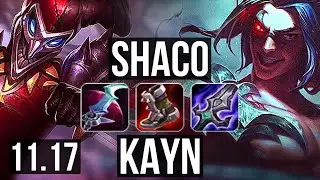 SHACO vs KAYN (JUNGLE) | 14/1/8, Rank 6 Shaco, 1.9M mastery, 1000+ games | BR Grandmaster | v11.17