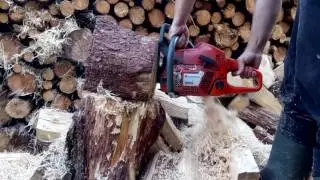 Production of shavings with longitudinal cut with Husqvarna 359