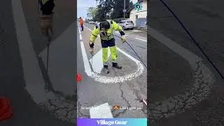 This Road Painting is So Satisfying, My OCD is CURED! 😂🎨 #roadpainting #oddlysatisfying #skills