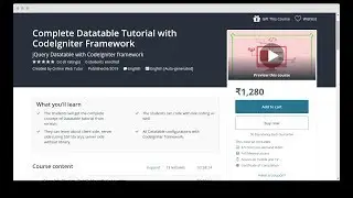 Udemy Course - Complete DataTable Tutorial with CodeIgniter Framework