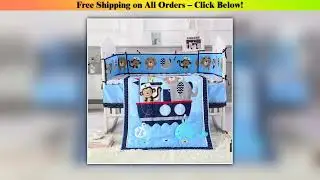 Crib Sets for Boys Girls Baby Crib Bedding Set Toddler bed set nursery set 7Piece (4Bumpers+Crib