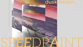 Purple Dusk Sunset Beach painting | speedpaint