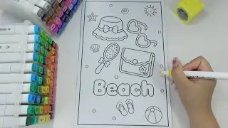 Relaxing Summer Vibes: Coloring Cute Beach Accessories 👒🌊🏝️☀️🏖️✨