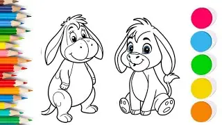 Drawing & Coloring Cute Donkey & Kangaroo 🐴🦘  Fun & Easy Step by Step Art for Kids & Toddlers 🎨