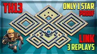 Undefeated TH13 Only 1 Star  Base 3 Defense Replays Proof With Link | TH13 War/Trophy Push/CWL Base