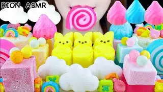 【ASMR】FLUFFY FOODS PARTY💗 PEEPS RABBIT MARSHMALLOW,CHIFFON CHEESECAKE UKBANG 먹방 EATING SOUNDS