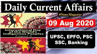 Daily Current Affairs 9 August 2020 | The Hindu | PIB News in Hindi By Veer | Nano Magazine | SLV