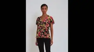 LAUREN Ralph Lauren Petite Floral Ruffle-Trim Surplice Jersey Top SKU: 9807147