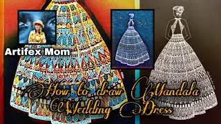 Art #11 | How to draw Mandala Wedding Dress | June Bride | Mandala Art | Drawing Fashion | Zentangle