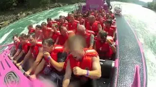 Janice Biehn, Editor of ParentsCanada magazine, riding the Whirlpool Jet Boat Tour