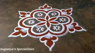 Easy Rangoli design simple method Unique flowers kollam Muggulu