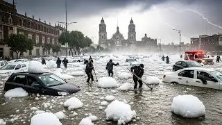 Streets Flooded & Trees Fall Amid Extreme Weather, Hailstorm Hits Mexico City today! 