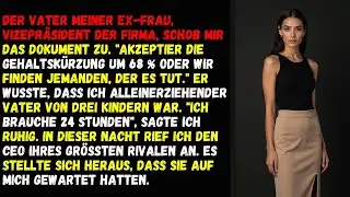 Der Vater meiner Ex-Frau, Vizepräsident der Firma, schob mir das Dokument zu. 