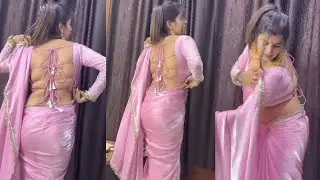 Baby Pink Chiffon Saree with Designer Back Pattern Blouse 💗 | Elegant Party Wear Saree Style
