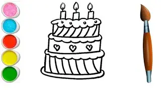 Cake drawing for kids step by step easy | How to draw  cake | Coloring & Painting | Kids drawing