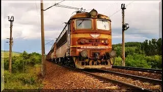 BDZ Freight Trains with multiple locomotives climbing from Verinsko to Vakarel Station in Bulgaria