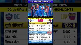 Delhi Capitals vs UP Warriorz Women Match 20 Highlights WPL 2026 #highlights #cricket #dcvsupw
