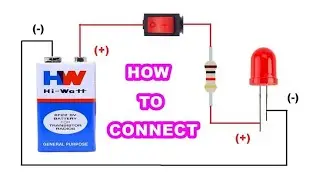 How to make 9volt battery conect with Led light and switch resistor//#electricalprojects #diycrafts