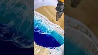 Epoxy Resin Beach Waves. How to create realistic waves on wood! #shorts #resin