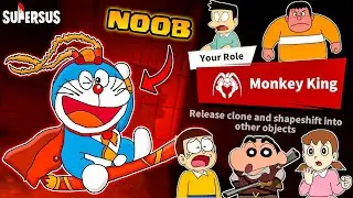 Doraemon became monkey king in super sus 😱🔥 | shinchan doraemon and friends playing among us 3d 😂