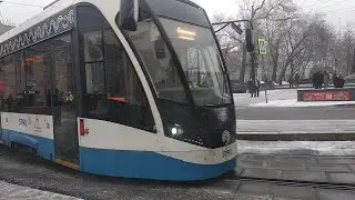 Поездка на трамвае Витязь-М 31190 по маршруту А от м. Чистые пруды до Павелецкого вокзала