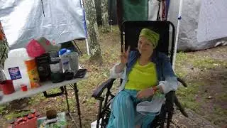 Bonnaroo 2025. Our camp in the rain on Friday evening.