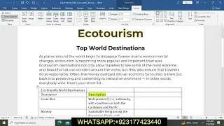 Exp22_Word_Ch03_Cumulative - Tourism || Word_Ch03_Cumulative - Tourism