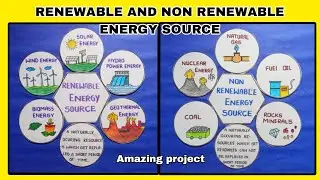 Renewable and non renewable energy source project / renewable energy drawing / non renewable energy